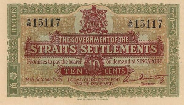 10 Cents George V from Straits Settlements