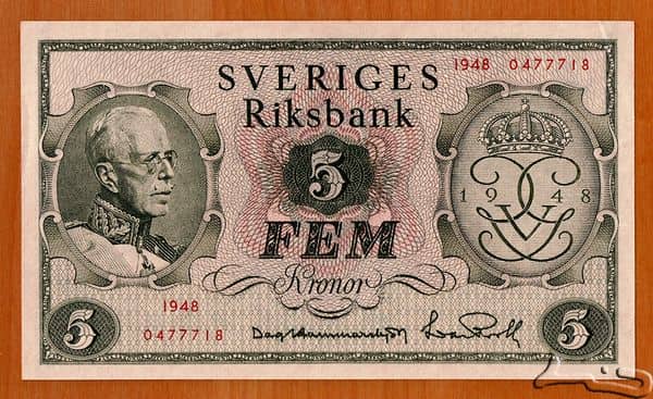 5 Kronor King Gustaf V's Birthday from Sweden