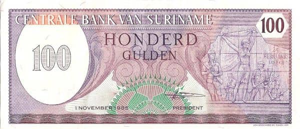 100 Gulden from Suriname