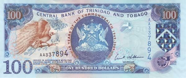 100 Dollars 60 Years of the Commonwealth & the 2009 Commonwealth Heads of Government Meeting from Trinidad and Tobago