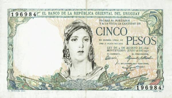 5 Pesos Constitution Centennial from Uruguay