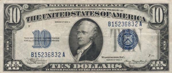10 Dollars Silver Certificate from United States