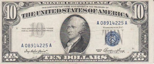 10 Dollars Silver Certificate from United States