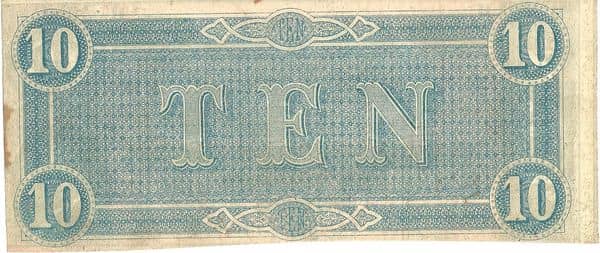 10 Dollars Confederate States of America from United States