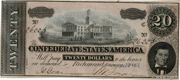 20 Dollars Confederate States of America from United States
