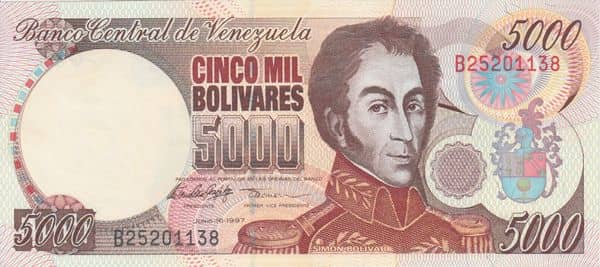 5000 Bolívares from Venezuela