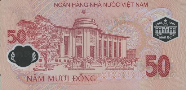 50 Dong 50th Anniversary of the National Bank from Vietnam