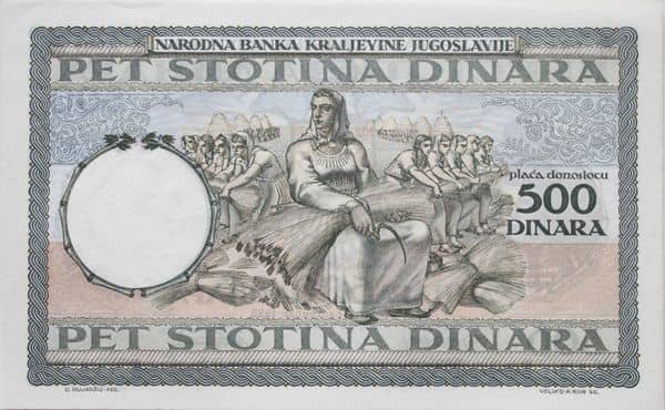 500 Dinara from Yugoslavia