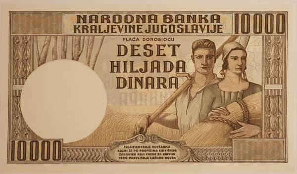 10000 Dinars from Yugoslavia