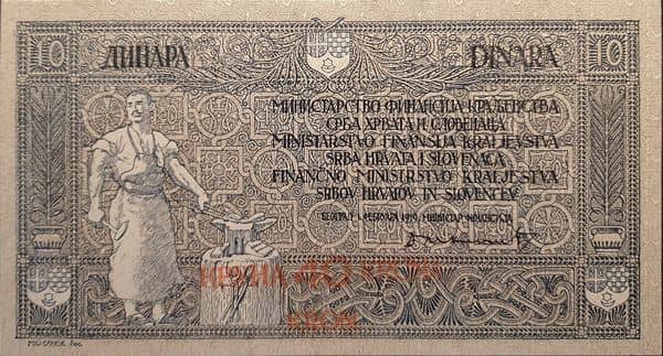 40 Kruna overprint on 10 Dinara from Yugoslavia