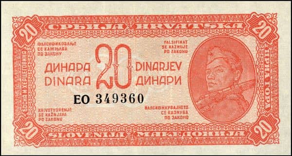 20 Dinara from Yugoslavia