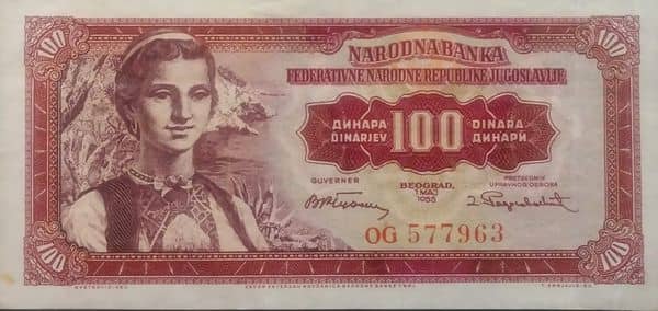 100 Dinara from Yugoslavia