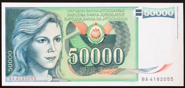 50000 Dinara from Yugoslavia