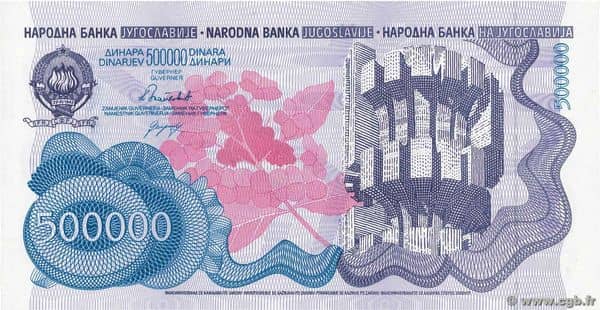 500000 Dinara from Yugoslavia