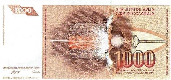 1000 Dinara from Yugoslavia