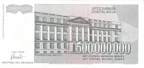 500000000 Dinara from Yugoslavia