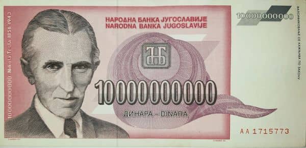 10000000000 Dinar from Yugoslavia