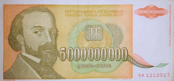 5000000000 Dinara from Yugoslavia