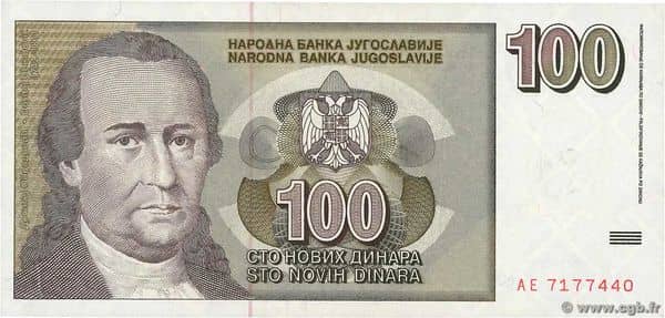 100 Novih Dinara from Yugoslavia
