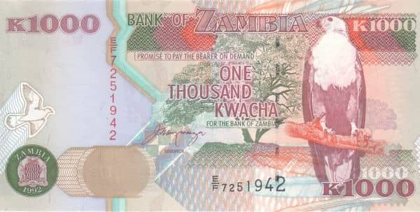 1000 Kwacha from Zambia