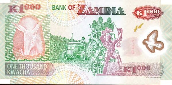 1000 Kwacha from Zambia