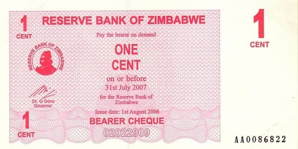 1 Cent from Zimbabwe