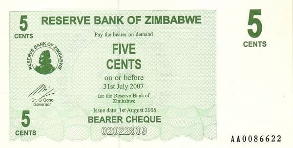 5 Cents from Zimbabwe
