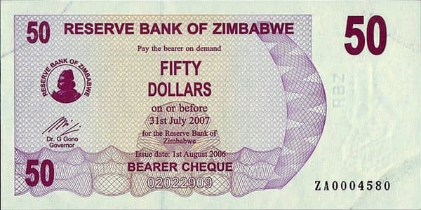 50 Dollars from Zimbabwe