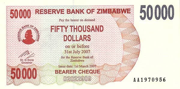 50000 Dollars from Zimbabwe