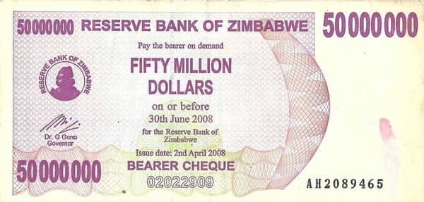 50000000 Dollars from Zimbabwe