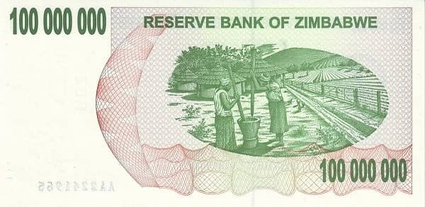 100000000 Dollars from Zimbabwe