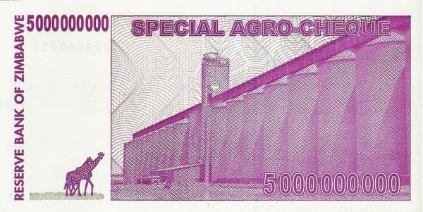 5000000000 Dollars Special Agro-Cheque from Zimbabwe