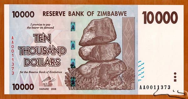 10000 Dollars from Zimbabwe